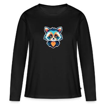 Illustration de raton laveur - T-shirt manches longues Premium bio Femme - noir - Devant - Julia (174cm)