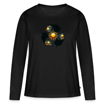 Soleil de recyclage - T-shirt manches longues Premium bio Femme - noir - Devant - Julia (174cm)