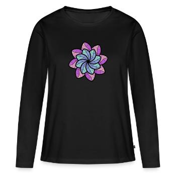Blüte - Frauen Premium Bio Langarmshirt - Schwarz - Vorne - Julia (174cm)