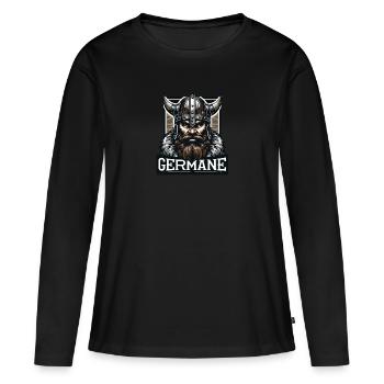 GERMANE - Frauen Premium Bio Langarmshirt - Schwarz - Vorne - Julia (174cm)