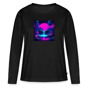 cascade néon - T-shirt manches longues Premium bio Femme - noir - Devant - Julia (174cm)