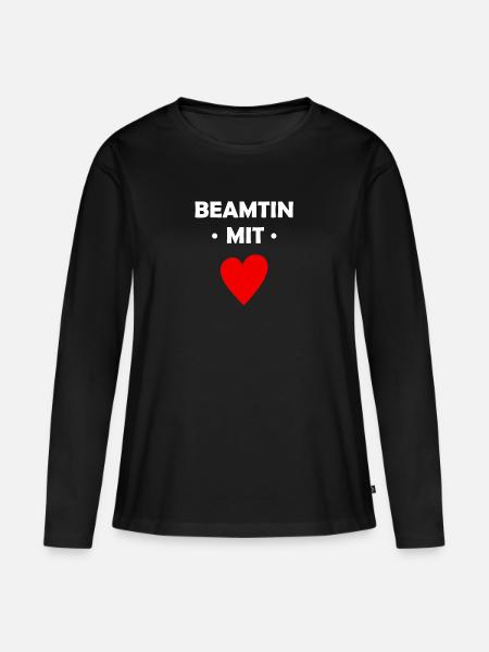 Beamtin mit Herz - Frauen Premium Bio Langarmshirt - Schwarz