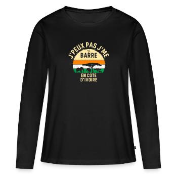 J peux pas j'me barre En Côte d'Ivoire - T-shirt manches longues Premium bio Femme - noir - Devant - Julia (174cm)