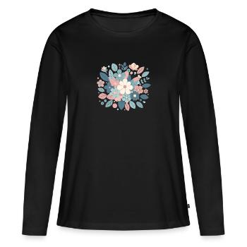 Composition floral couleur pastel - T-shirt manches longues Premium bio Femme - noir - Devant - Julia (174cm)