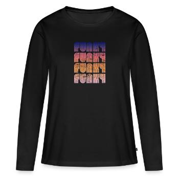 Funky Vintage - T-shirt manches longues Premium bio Femme - noir - Devant - Julia (174cm)
