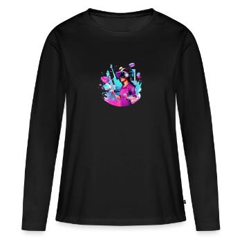 VR Experience: Interactive Game World - Women's Premium Organic Long Sleeve Shirt - black - Front - Julia (174cm)