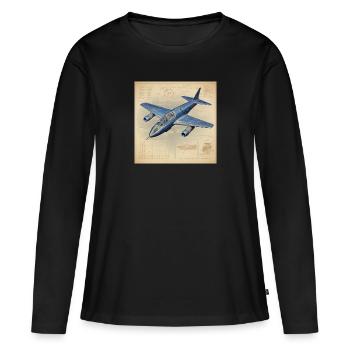 Plan d’un avion à réaction - T-shirt manches longues Premium bio Femme - noir - Devant - Julia (174cm)