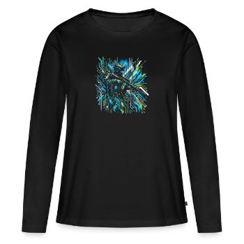 Interface du soldat cybernétique - T-shirt manches longues Premium bio Femme - noir - Devant - Julia (174cm)