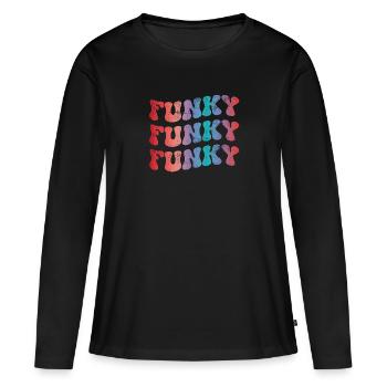 Funky Vintage - T-shirt manches longues Premium bio Femme - noir - Devant - Julia (174cm)