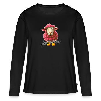 Das gut gelaunte Küstendeern - Schaf - Frauen Premium Bio Langarmshirt - Schwarz - Vorne - Julia (174cm)