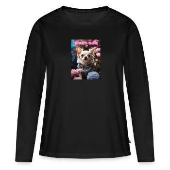 Chihuahua Le temps de briller - T-shirt manches longues Premium bio Femme - noir - Devant - Julia (174cm)
