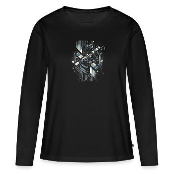 Surveillance orbitale par satellite - T-shirt manches longues Premium bio Femme - noir - Devant - Julia (174cm)