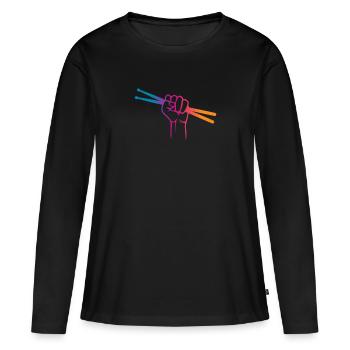 Batteur - T-shirt manches longues Premium bio Femme - noir - Devant - Julia (174cm)