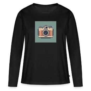 Appareil photo vintage #1 - T-shirt manches longues Premium bio Femme - noir - Devant - Julia (174cm)