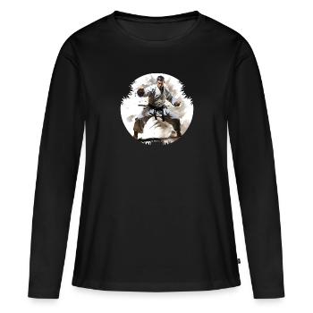 Le karaté peut améliorer la concentration - T-shirt manches longues Premium bio Femme - noir - Devant - Julia (174cm)