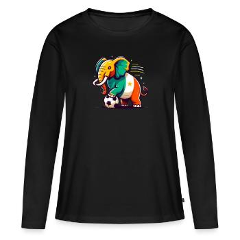 Maillot Foot Côte d'ivoire éléphants Supporter - T-shirt manches longues Premium bio Femme - noir - Devant - Julia (174cm)