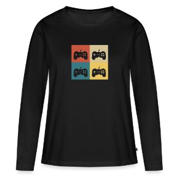 Retro Vintage Console - Women's Premium Organic Long Sleeve Shirt - black - Front - Julia (174cm)