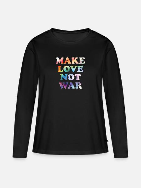 Make Peace not War - Frauen Premium Bio Langarmshirt - Schwarz