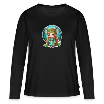 Druide Mignon Illustration - T-shirt manches longues Premium bio Femme - noir - Devant - Julia (174cm)