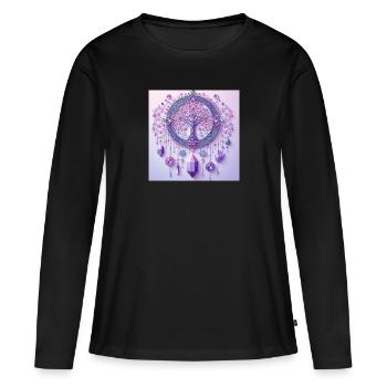 Baum des Lebens. - Frauen Premium Bio Langarmshirt - Schwarz - Vorne - Julia (174cm)