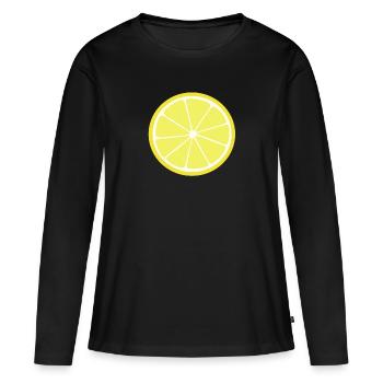 tranche de citron - T-shirt manches longues Premium bio Femme - noir - Devant - Julia (174cm)