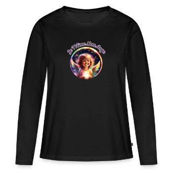 Je T Aime Mon Ange 2 - T-shirt manches longues Premium bio Femme - noir - Devant - Julia (174cm)