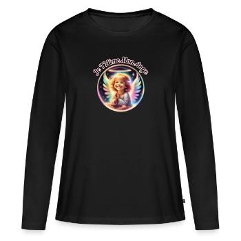 Je T Aime Mon Ange 5 - T-shirt manches longues Premium bio Femme - noir - Devant - Julia (174cm)