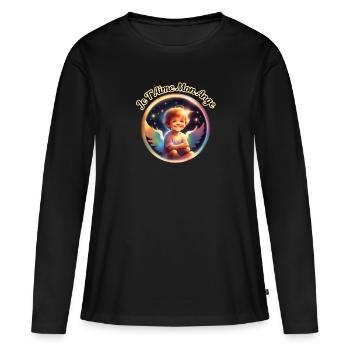 Je T Aime Mon Ange 1 - T-shirt manches longues Premium bio Femme - noir - Devant - Julia (174cm)