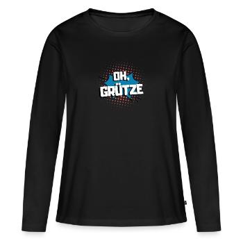 GRÜTZE - oh Grütze - Frauen Premium Bio Langarmshirt - Schwarz - Vorne - Julia (174cm)