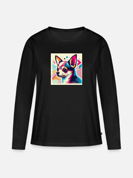 Chihuahua risograph vector style - Women's Premium Organic Long Sleeve Shirt - black