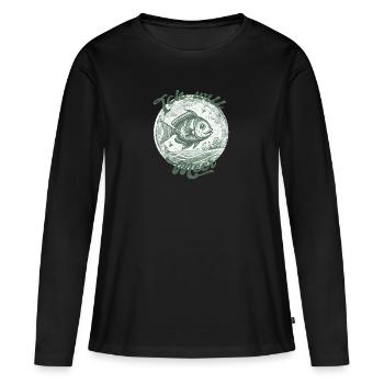 Ich will Meer - Vintage Fish - Frauen Premium Bio Langarmshirt - Schwarz - Vorne - Julia (174cm)