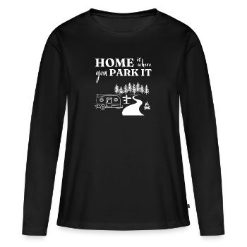 Home is where you Park it - Frauen Premium Bio Langarmshirt - Schwarz - Vorne - Julia (174cm)