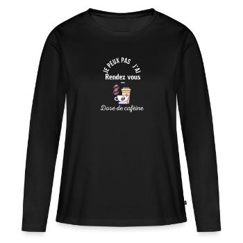 Termin mit meinem Koffein-Fix - Frauen Premium Bio Langarmshirt - Schwarz - Vorne - Julia (174cm)