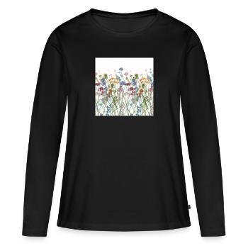 Prairie fleurie - T-shirt manches longues Premium bio Femme - noir - Devant - Julia (174cm)