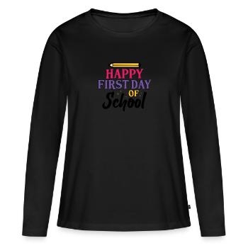 Froher erster Schultag - Frauen Premium Bio Langarmshirt - Schwarz - Vorne - Julia (174cm)