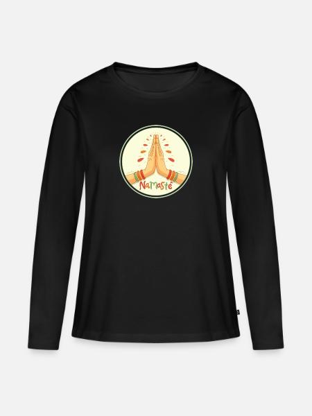 Namaste - Frauen Premium Bio Langarmshirt - Schwarz
