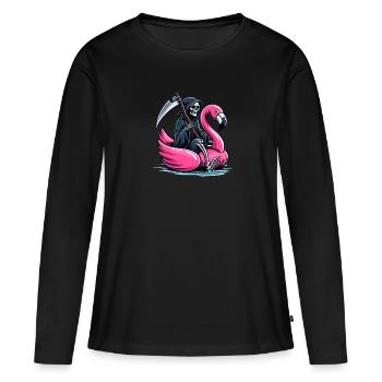 Faucheur de vacances - T-shirt manches longues Premium bio Femme - noir - Devant - Julia (174cm)