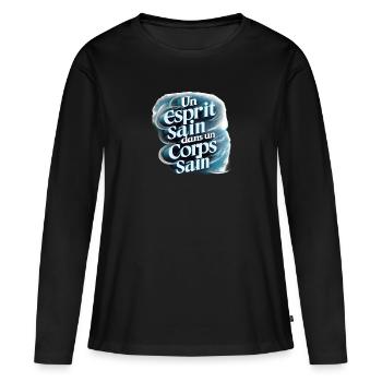 se sentir bien dans un corps sain - T-shirt manches longues Premium bio Femme - noir - Devant - Julia (174cm)