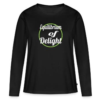 Trouver l’équilibre Trouver la joie Cadeau génial - T-shirt manches longues Premium bio Femme - noir - Devant - Julia (174cm)
