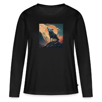Cri du loup - T-shirt manches longues Premium bio Femme - noir - Devant - Julia (174cm)