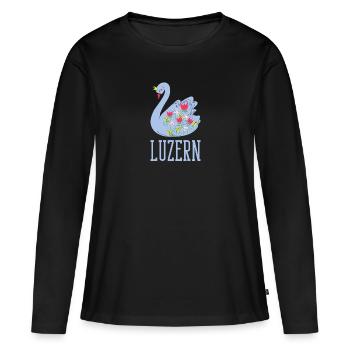 Lucerne, Suisse - T-shirt manches longues Premium bio Femme - noir - Devant - Julia (174cm)