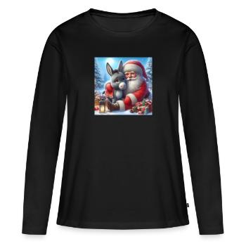 Saint-Nicolas avec un âne - T-shirt manches longues Premium bio Femme - noir - Devant - Julia (174cm)