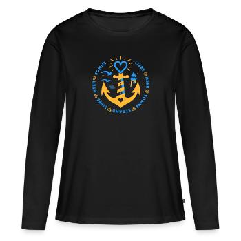SEA SUN BEACH LOVE Anchors and Hearts 4 - Women's Premium Organic Long Sleeve Shirt - black - Front - Julia (174cm)