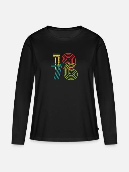 Vintage 1976 - Frauen Premium Bio Langarmshirt - Schwarz