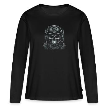 Crâne tactique Commando - T-shirt manches longues Premium bio Femme - noir - Devant - Julia (174cm)