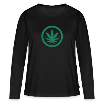 Feuille de Cannabis - T-shirt manches longues Premium bio Femme - noir - Devant - Julia (174cm)