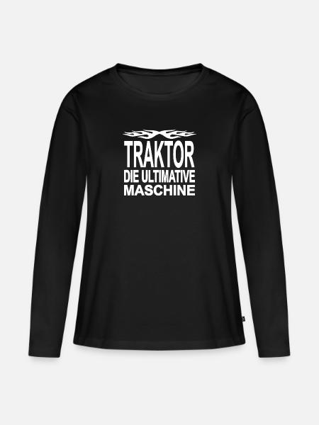 Traktor - Frauen Premium Bio Langarmshirt - Schwarz