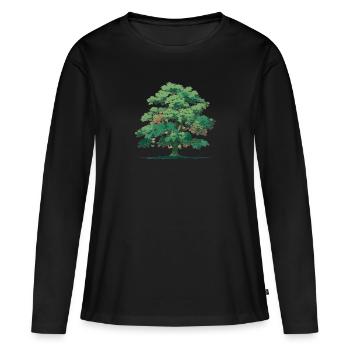 Arbre - T-shirt manches longues Premium bio Femme - noir - Devant - Julia (174cm)