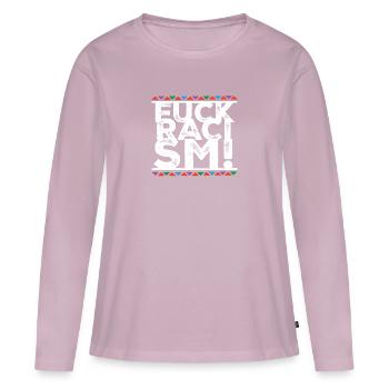 Fuck Racism - Frauen Premium Bio Langarmshirt - Altrosa - Vorne - Julia (174cm)