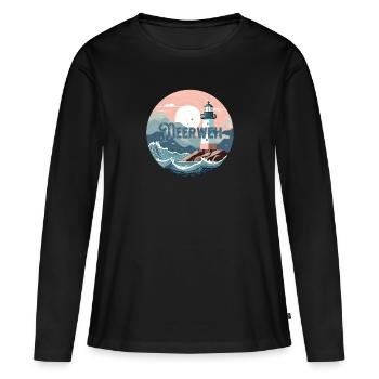 Meerweh Leuchtturm - Frauen Premium Bio Langarmshirt - Schwarz - Vorne - Julia (174cm)